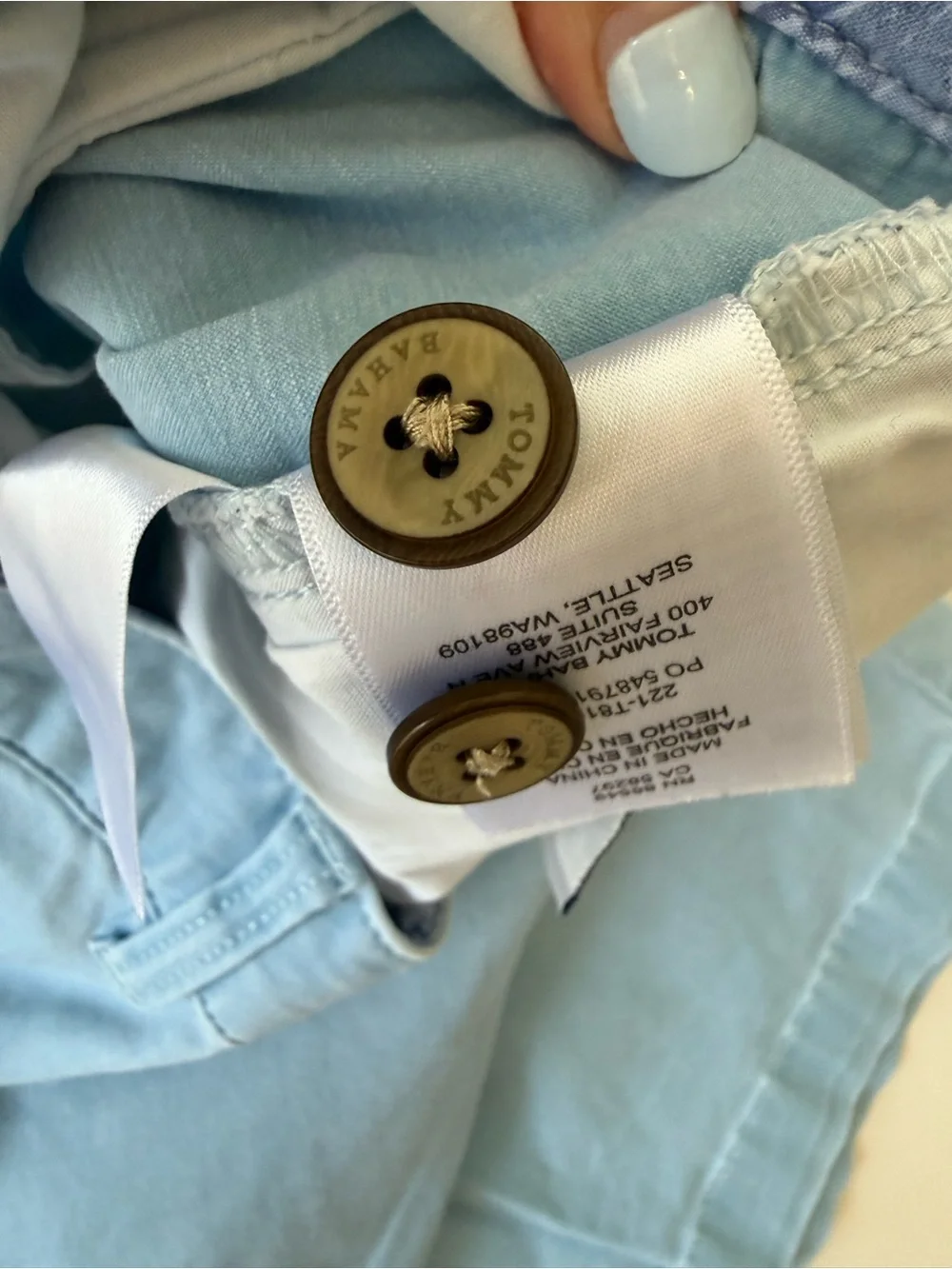 Tommy Bahama Light Blue Cotton Flat Front Shorts